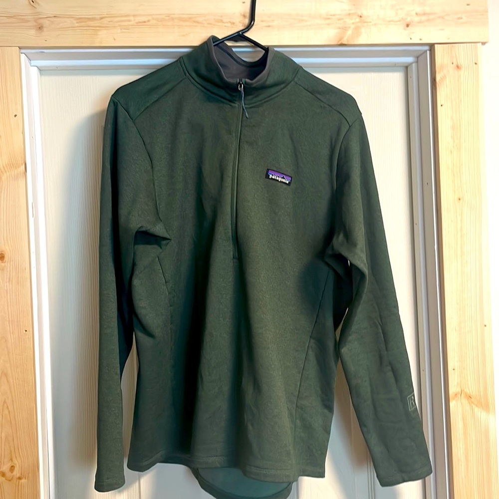 PATAGONIA Hunter Green Daily Zip Neck Fleece Lined Pullover R1 XL